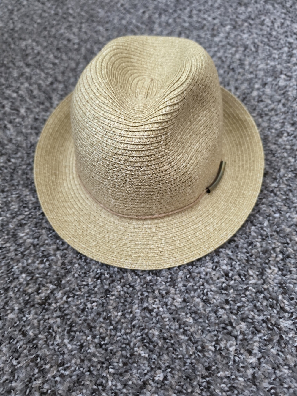 Merona Men's Beige Solid Braided Fedora Hat, One Size Tan Straw Hat